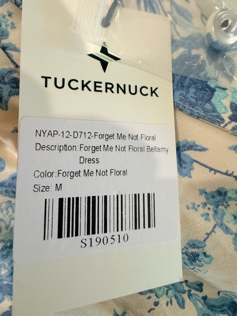 Tuckernuck NWT Forget Me Not Blue Floral Bellamy Midi Dress Line Cotton Size M - Picture 9 of 12